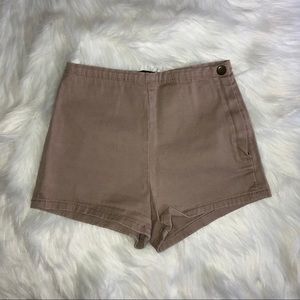 Tan fitted mini shorts